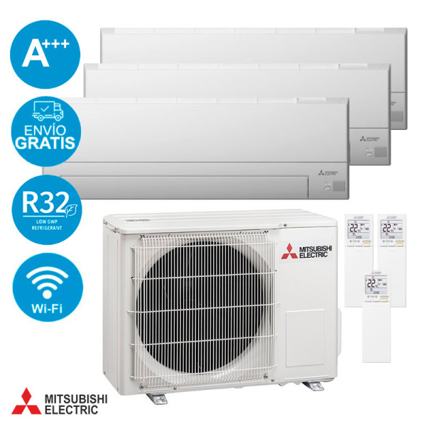 Equipo Mitsubishi Electric multisplit 3x1 serie MXZ-3F54VF + MSZ-AY25VGK2 + MSZ-AY25VGK2 + MSZ-AY35VGK2 (2000FG+ 2000FG+ 3000FG)