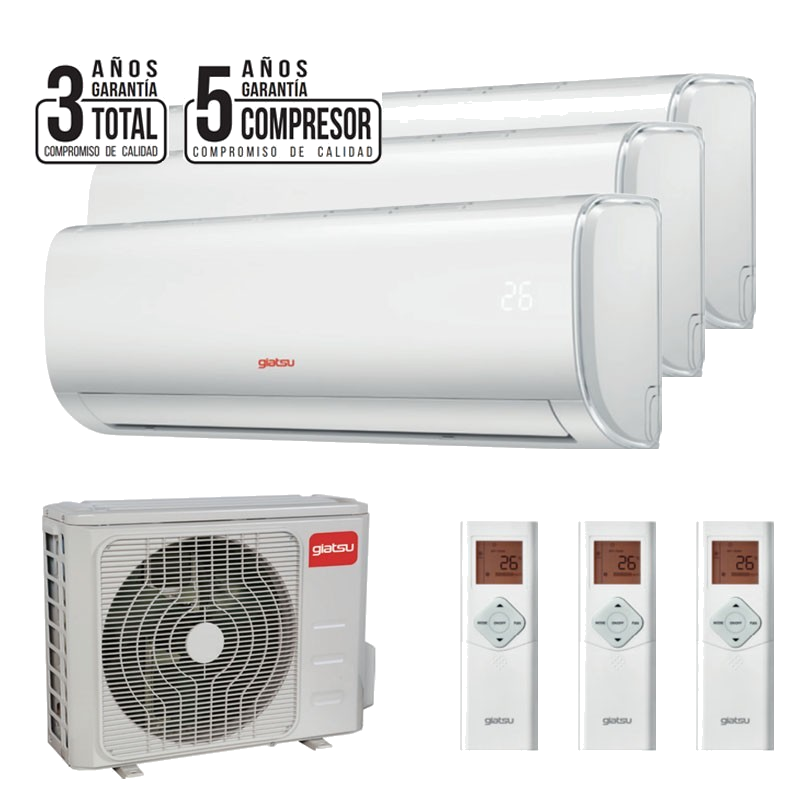 Aire acondicionado Giatsu Aroma 2E Multi Split 3x1 : GIA-MO3-21IX41B2R32 + GIA-MSI-18AR2ER32 + 2x GIA-MSI-09AR2ER32