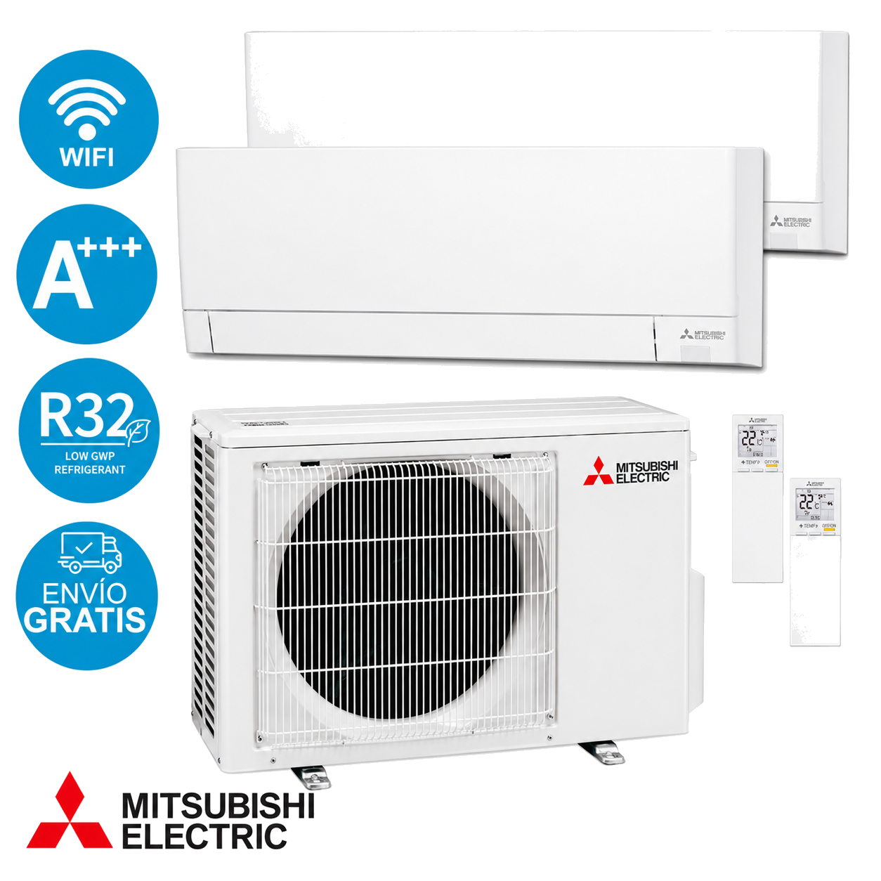 Equipo Mitsubishi Electric multisplit 2x1 serie + MXZ-2F53VF + MSZ-AY20VGK2 + MSZ-AY35VGK2 (3000FG+ 3000FG)
