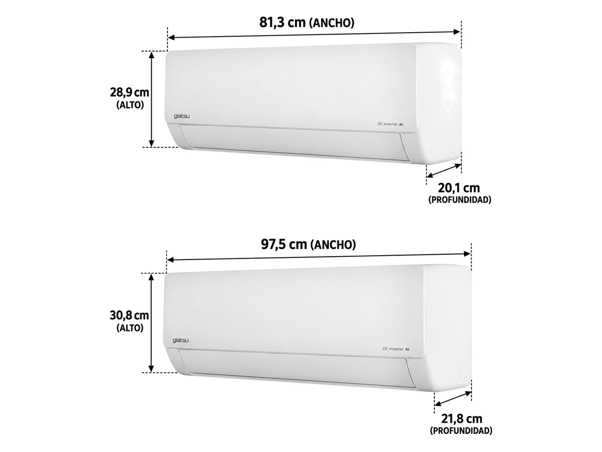 Giatsu 3x1 con 2 Unidades Interiores GIA-MO3-21IX41B2R32 4300 + 3000 6,1 Kw A++/A+